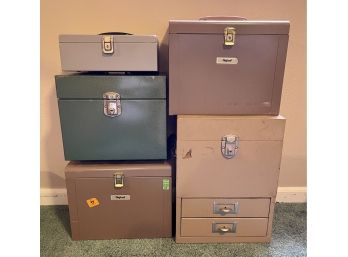 Lot Of 5 Assorted Metal Filing Boxes