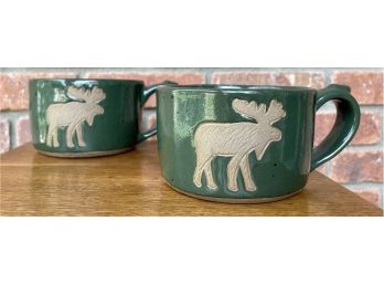 Lot Of 2 Large Yellowstone Stoneware Mugs