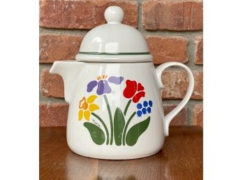 Ceramic Tea Pot By Nina With Flowers