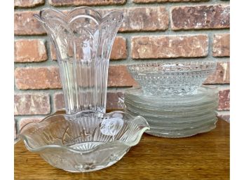 Lot Of Assorted Glassware Including Bowls, Vase & Small Plates