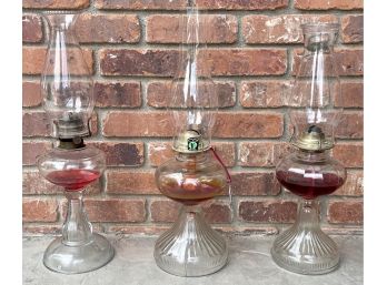 3 Vintage Oil Glass Lamps