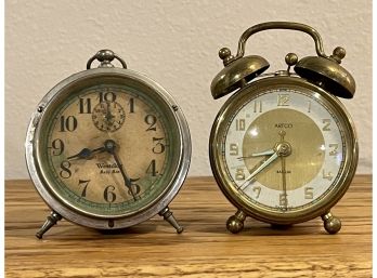 2 Pc. Vintage Alarm Clocks Including Westclock Baby Ben And Artco- Great Look!