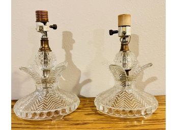 2 Pc. Vintage Pressed Glass Lamps