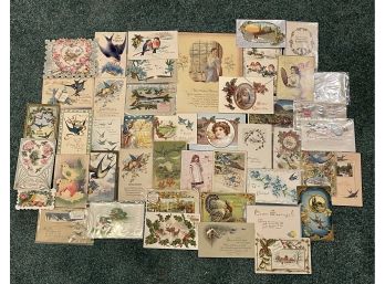 Antique Ephemera With Greeting Cards, Certificates And More