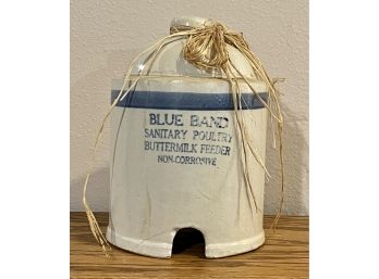 Antique Blue Band Poultry Feeder