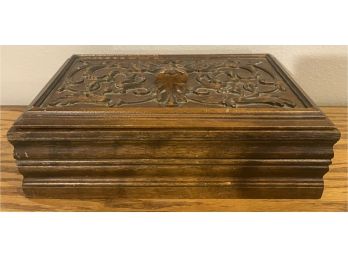 Large Carved Wood Decorative Lidded Box