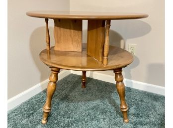 Vintage Round Hard Rock Maple Spinning Top Side Table