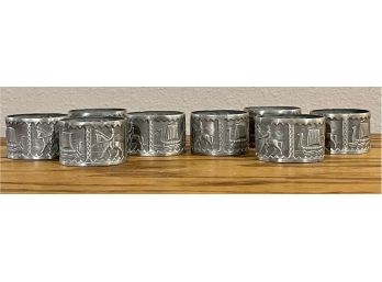 8 Pc. Vintage Norwegian Pewter Napkin Rings