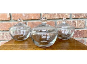 Lot Of 3 Anchor Hocking Lidded Glass Bowls