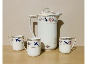 Noritake Hand Painted Teapot & 3 Mugs