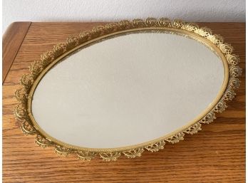 Vintage Gold Tone Mirrored Tray