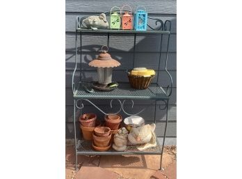 Green Metal Bakers Rack With Contents