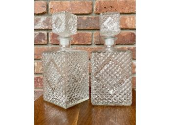 2 Pressed Glass Decanters