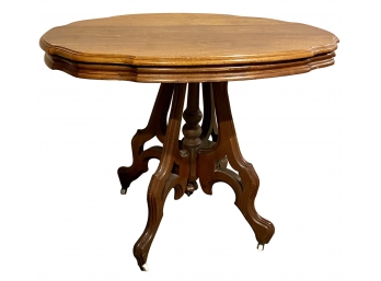 Antique Oval Pedestal Parlor Table