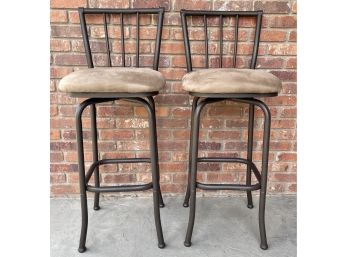 Pair Of Microfiber & Metal Stools