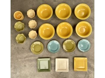 19 Pc. Yellow & Other Color Ceramic Dishes