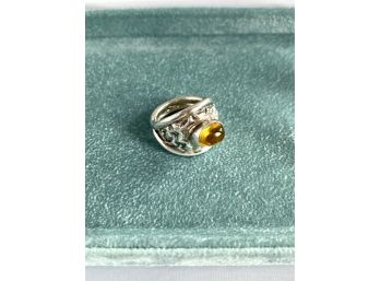 Large! Stunning Sterling And Amber Ring