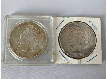 Pair Of Two 1922 United States American Silver Peace One Dollar Coins