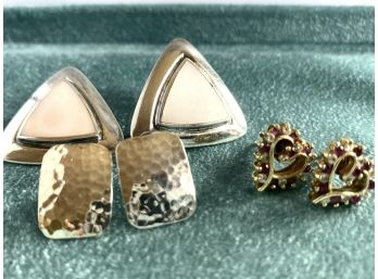 Three Pairs Of Sterling Earrings
