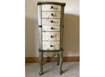 Lovely Cabbage Rose Painted Jewelry Stand
