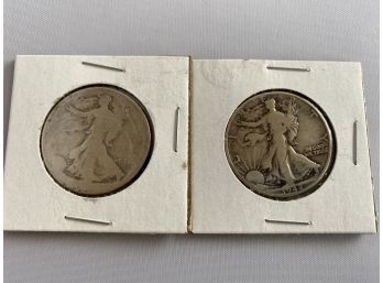 Collection Of Two 1942 Walking Liberty Half Dollar U.S. American Coins