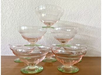 Collection Of Watermelon Glass Dessert Compote Dishes Set Of 8