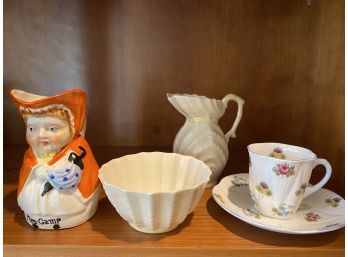 Collection Of Vintage Porcelain Decor Including Belleek Cream & Sugar Dish