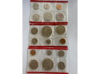 Collection Of Uncirculated 1971, 1974, & 1977 Red Line Mint Coin Sets