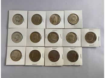 Collection Of 13 Kennedy Half Dollars American Coins 1964-1974