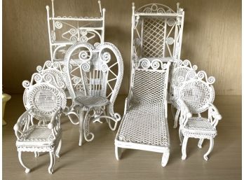 Eight Piece Doll House Furniture Faux Wicker