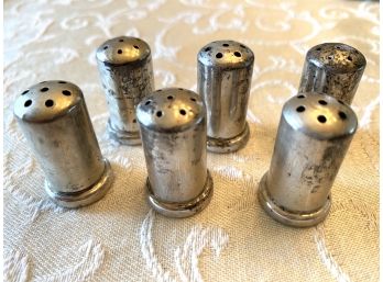 Set Of 6 Miniature Sterling Silver Salt And Pepper Shakers
