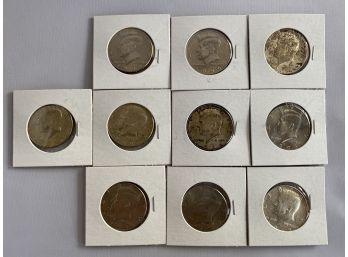 Collection Of 10 Kennedy Half Dollar American U.S. Coins 1964-1996