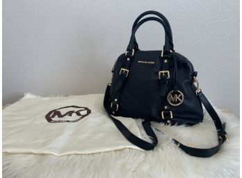 Michael Kors Black Leather Medium Dome Bag