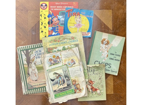 Lot Vintage Children's Books And Records (as Is)