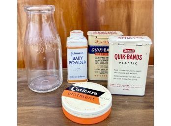 Lot Of Vintage Containers, Incl. Vintage Band Aid Containers