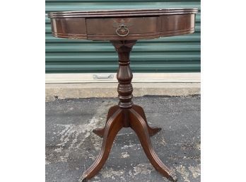Vintage Round Side Table With Metal Claw Feet