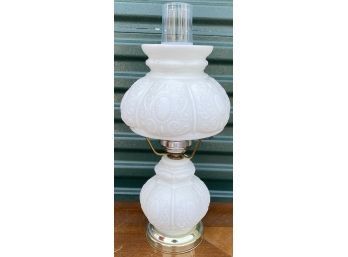 Milk Glass Hurricane Style Lamp