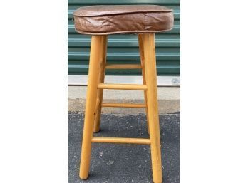 Wooden Bar Stool With Padded Seat