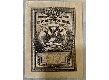 Antique University Of Michigan Library Bookplate
