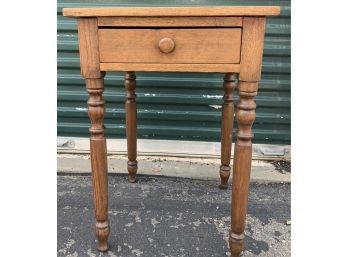 Antique Oak Side Table With Dovetailed Drawer