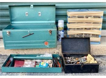 Lot Of Tool Boxes And Organizers With Contents