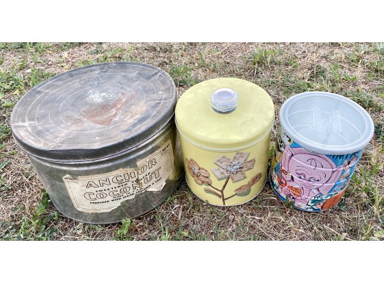 Three Vintage Tin Containers