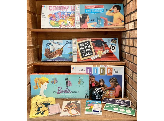 Lot Of Vintage Board Games Incl. Candy Land, The Barbie Game, LIFE, And More