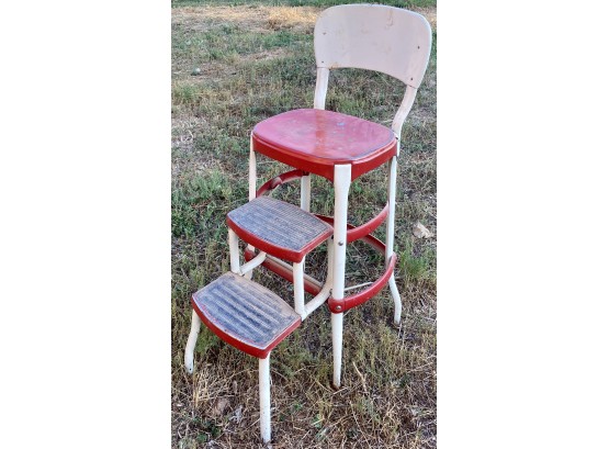 Cosco Red And White Vintage Step Stool