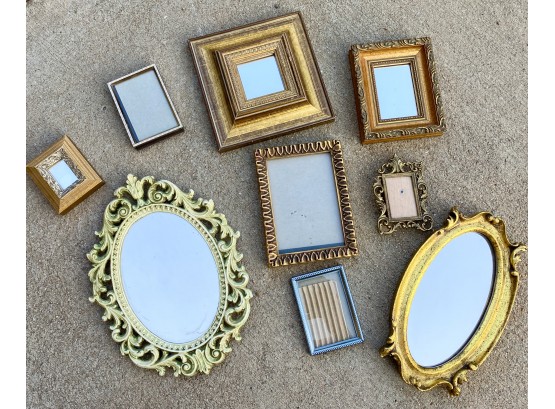 Lot Of Small Vintage Mirrors And Frames