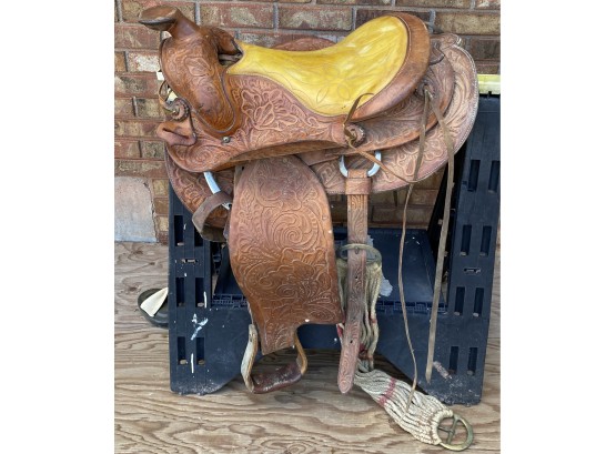 Western Leather Hand Carved Saddle