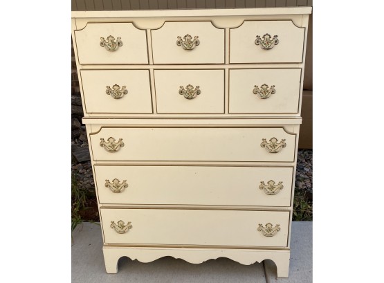 Vintage French Provincial Cream Dresser W Gold Trim, Matching Mirror,  (Part Of Set Featured In This Auction)