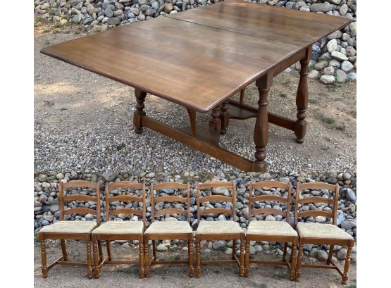Drop Leaf Table With Size Chairs And Three Additional Leaves