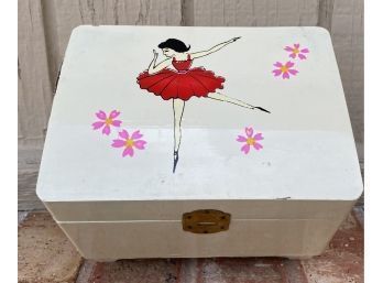 Vintage Wooden Musical Jewelry Box With Ballerina, Works! Over 50 Years Old!