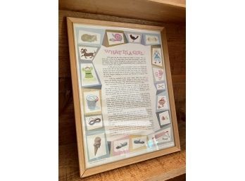 Vintage 'What Is A Girl?' Framed Home Health Education Service Print, Over 65 Years Old